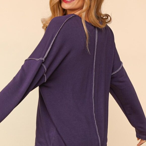 Purple Long Sleeve Knit Top - Picture 3 of 4